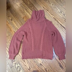 Women's Cable Knit Turtleneck Sweater - Rust